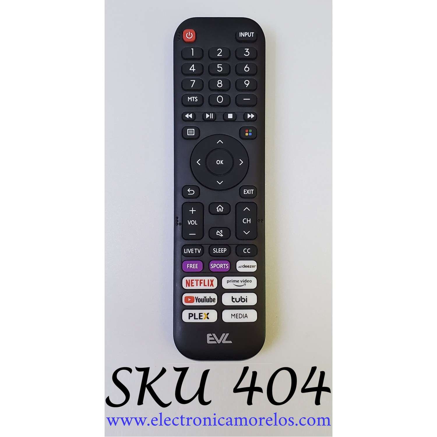 CONTROL ORIGINAL NUEVO PARA TV EVL / NUMERO DE PARTE EN2ZH30E / IECR03 / ZDA1220928 / MODELOS 32EVLSM / 40EVLSM / 43EVLS4 / 50EVLS4 / 55EVLS4